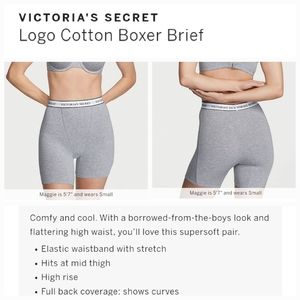Victoria's secret logo cotton high waist boxer brief panty GRAY XLARGE